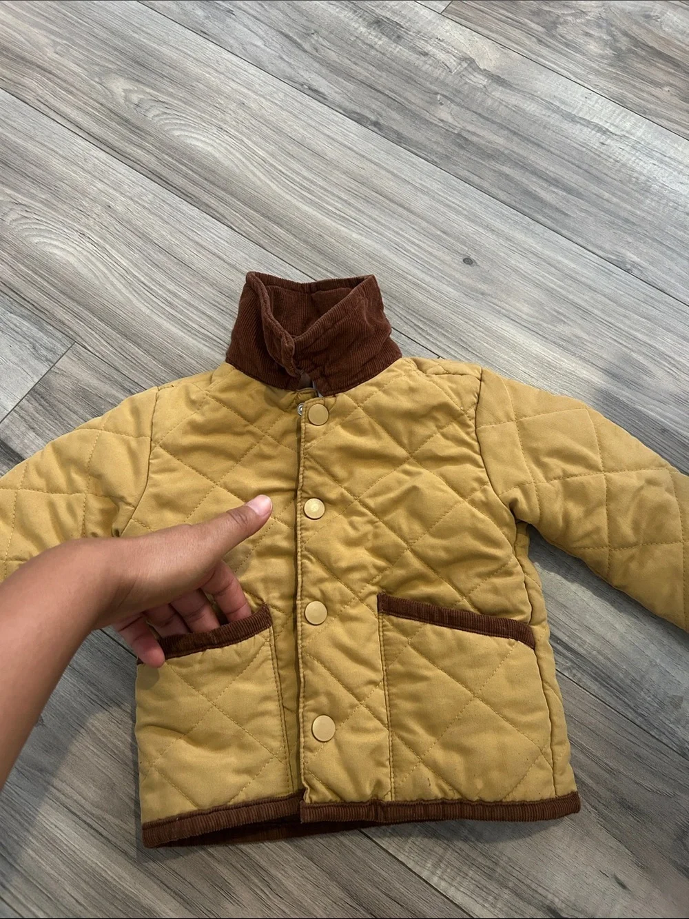 OshKosh B'gosh Denim Overalls with Mustard Quilted Jacket